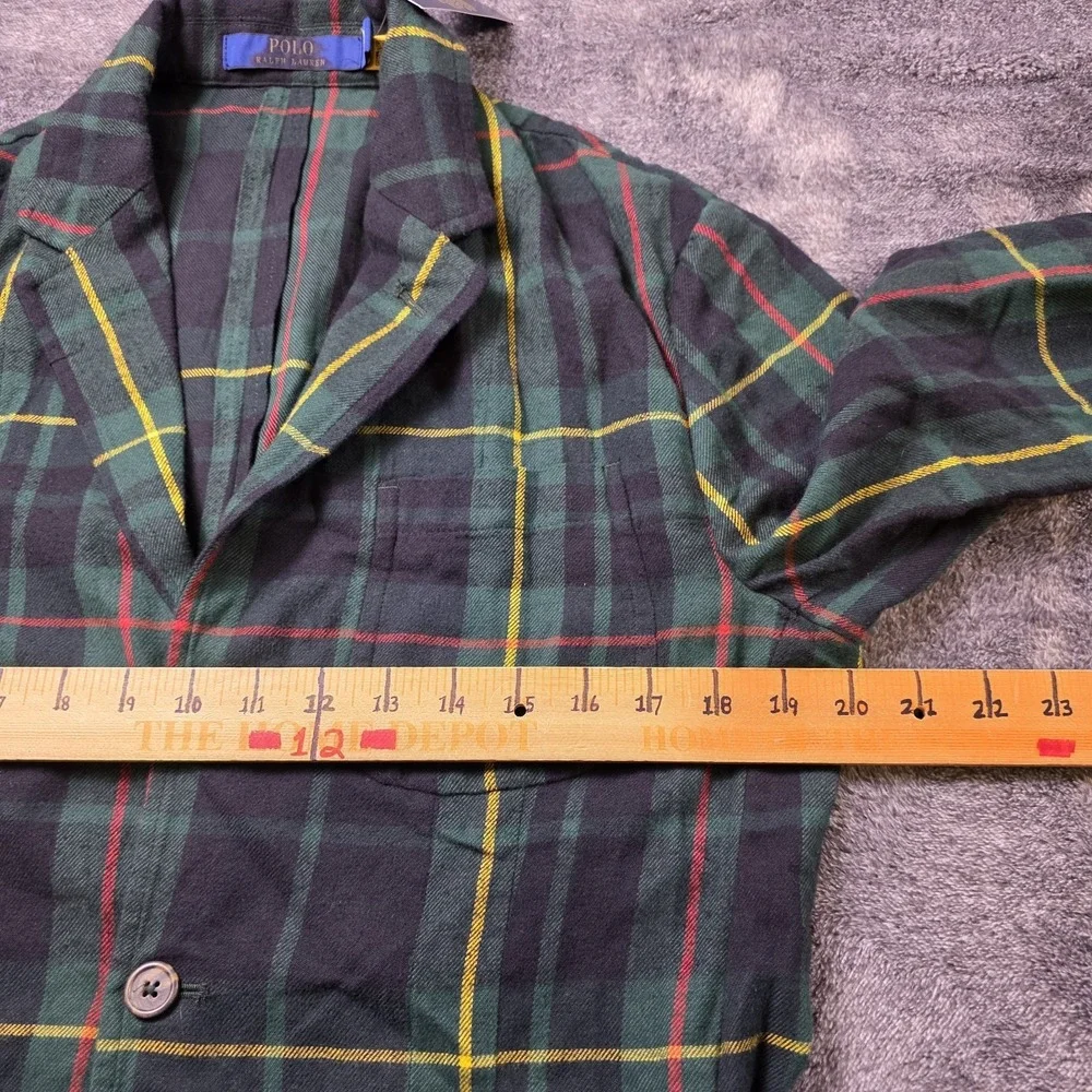 Polo Ralph Lauren Tartan Plaid Flannel‎ Sport Coat Mens M Jacket Surgeons Cuff